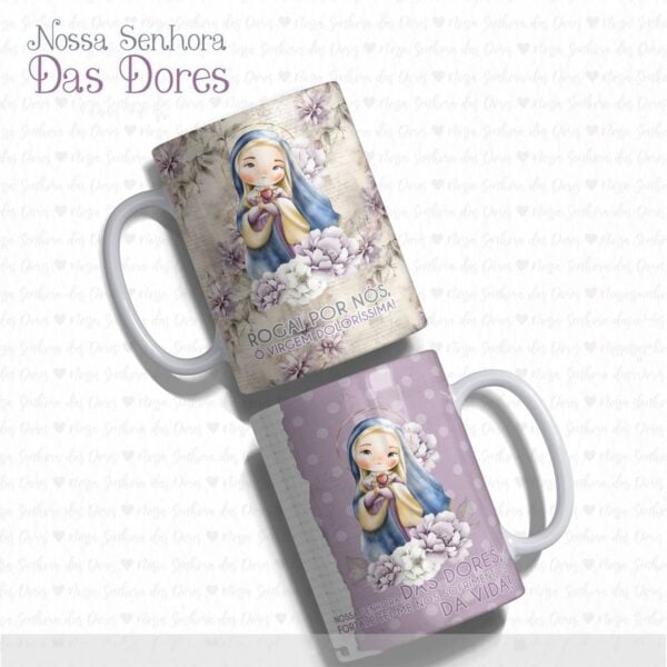 Pack Ilustrações Nossa Senhora das Dores Santinhos Aquarela