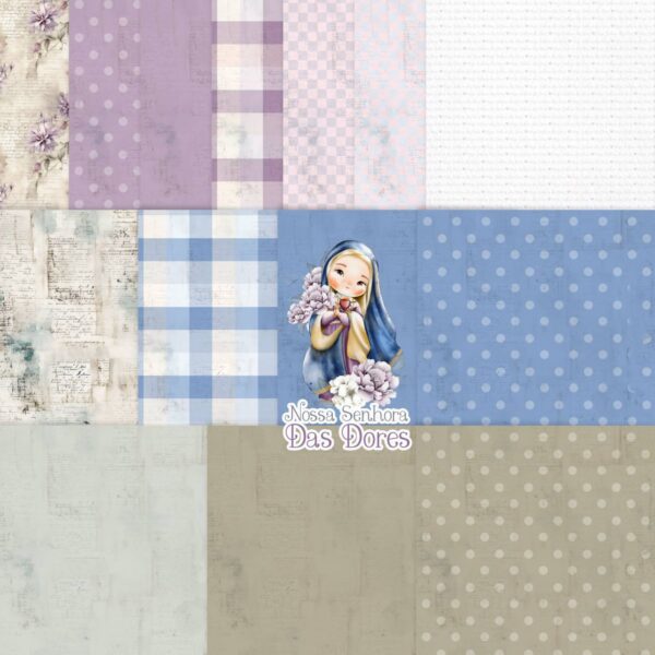 Pack Ilustrações Nossa Senhora das Dores Santinhos Aquarela