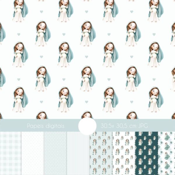 Pack Ilustrações Nossa Senhora Maria Gestante Santinhos Png