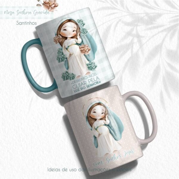 Pack Ilustrações Nossa Senhora Maria Gestante Santinhos Png