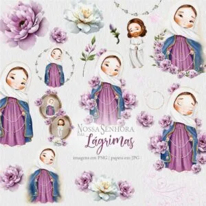 Pack Ilustrações Png Nossa Senhora das Lágrimas Santinhos