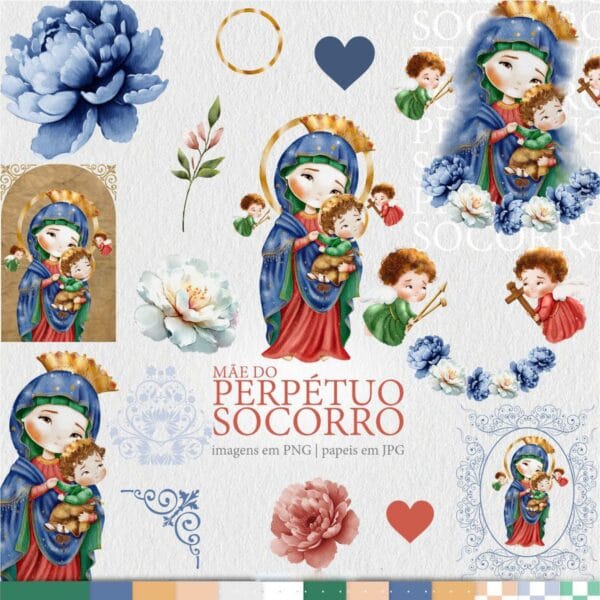 Pack Ilustrações Png Nossa Senhora do Perpétuo Socorro