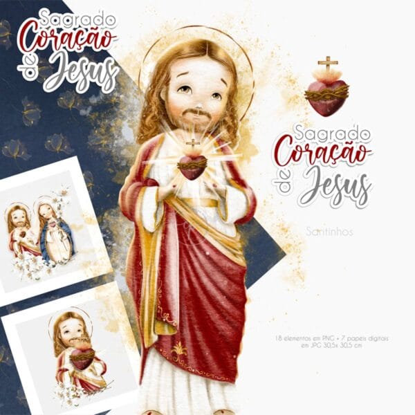 Pack Ilustrações Sagrado Coração de Jesus Santinhos