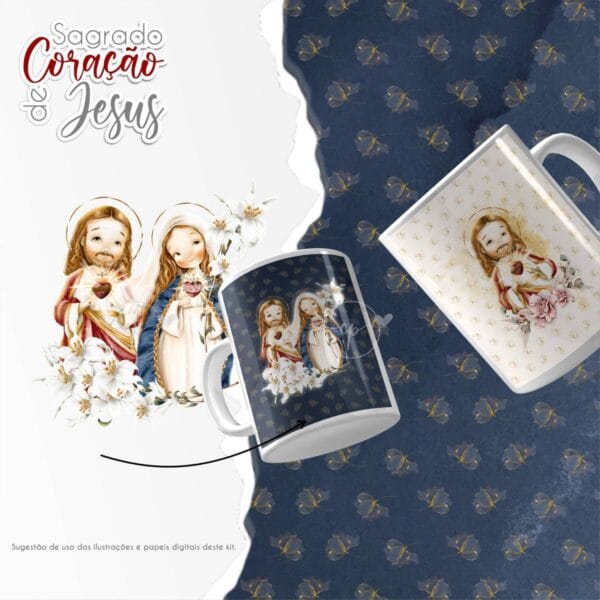 Pack Ilustrações Sagrado Coração de Jesus Santinhos