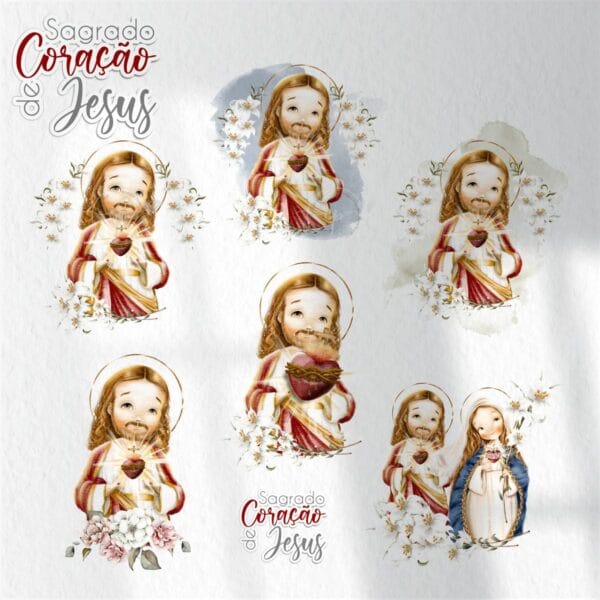 Pack Ilustrações Sagrado Coração de Jesus Santinhos