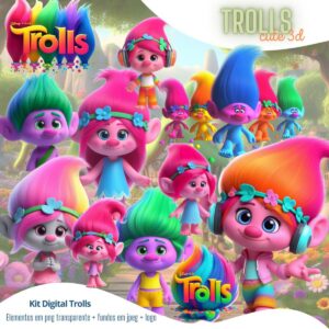 Pack Ilustrações Trolls Arte Digital Para Personalizados