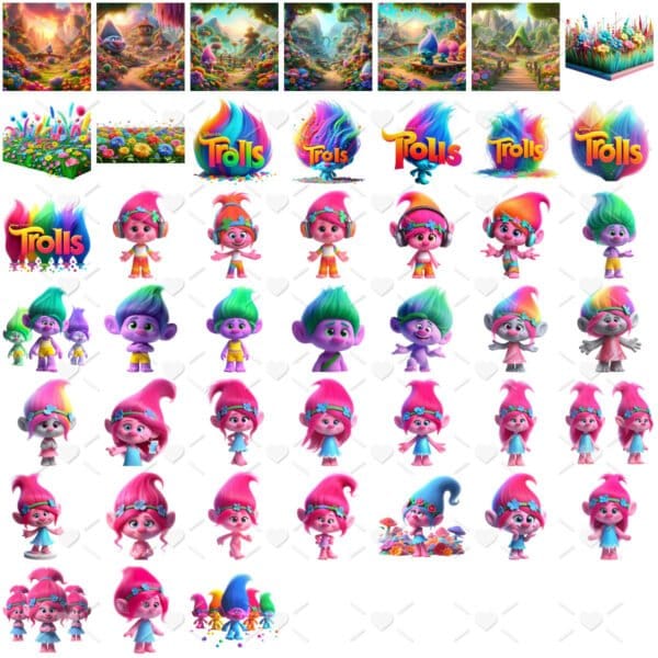 Pack Ilustrações Trolls Arte Digital Para Personalizados