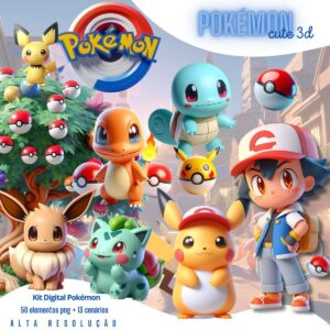 Pack Imagens e Ilustrações Pokémon 3D Cute Fofos Png