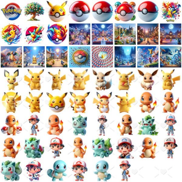 Pack Imagens e Ilustrações Pokémon 3D Cute Fofos Png