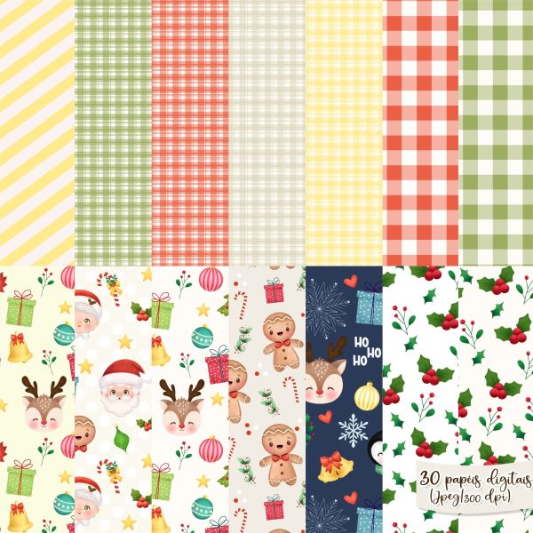 Pack Natal Clássico Ilustrações Fofas Papai Noel + Elementos