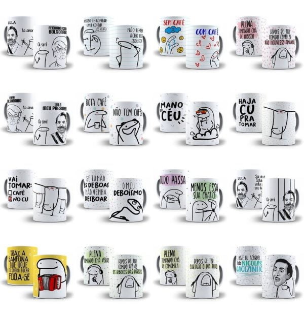 Pacote 90 Arte Sublimação Canecas Flork Png + Corel Editável