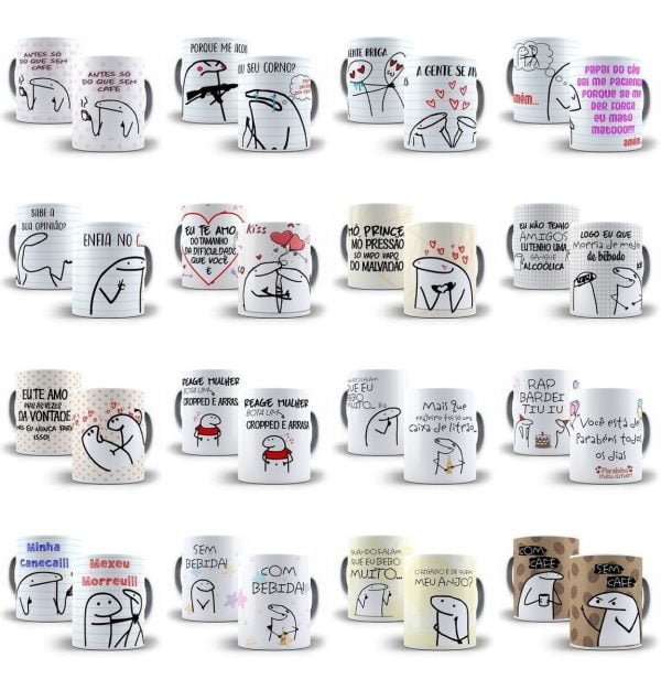 Pacote 90 Arte Sublimação Canecas Flork Png + Corel Editável