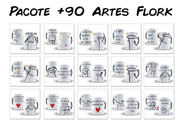Pacote +90 Artes Para Canecas Flork 350 Arquivos Digitais