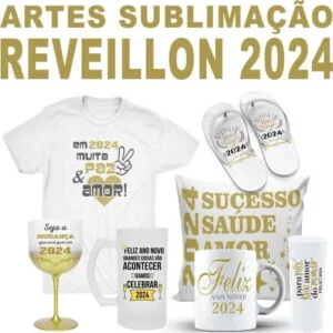 Pacote Artes Réveillon 2024 Sublimação - Png e Corel