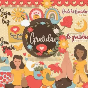 Pacote Completo De Arte Digital Gratidao Em Png