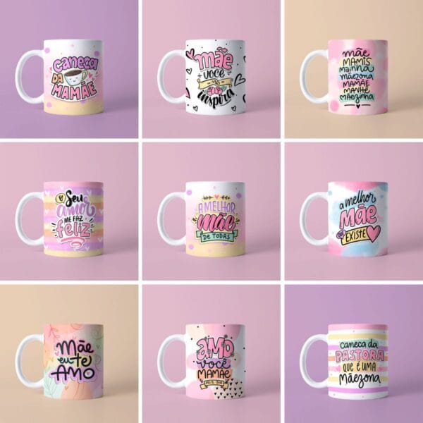 Pacote Completo Estampas Caneca Mães 2024 Únicas