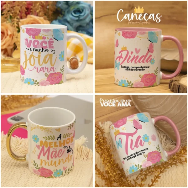 Pacote de Artes Canecas Mães Floral - Png