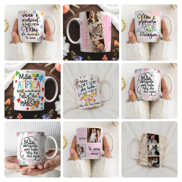 Pacote De Artes Editaveis Para Caneca Homenagem Maes 2