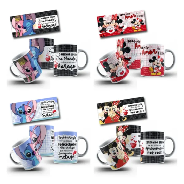 Pacote de Designs Disney Românticos para Sublimação