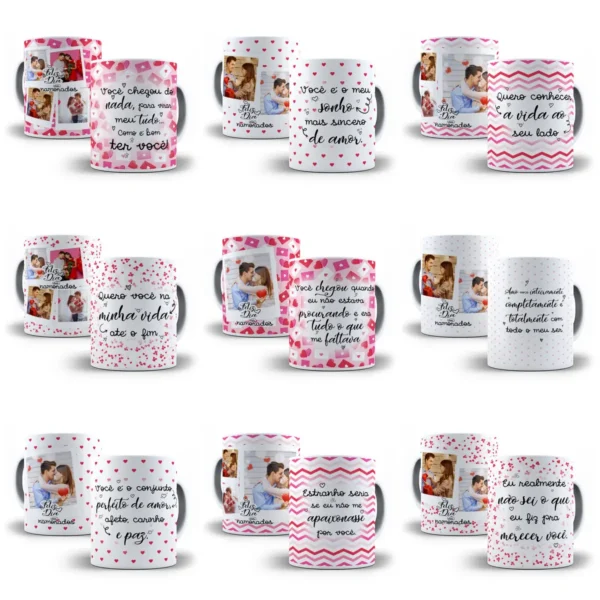 Pacote de Designs Love para Canecas - Dia dos Namorados