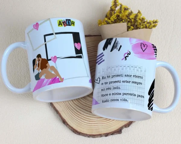 Pacote de Designs Românticos para Caneca - Editáveis