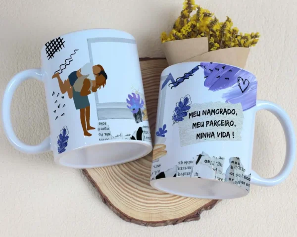 Pacote de Designs Românticos para Caneca - Editáveis