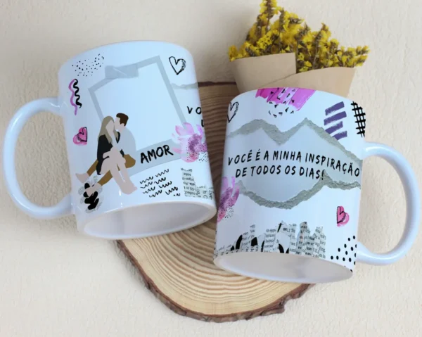 Pacote de Designs Românticos para Caneca - Editáveis