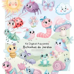 Pacote de Imagens PNG Bichinhos Aquarelados do Jardim