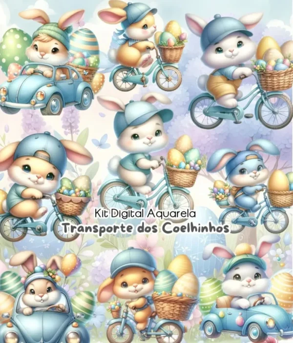 Pacote de Páscoa para Scrapbooking Digital Rosa e Azul