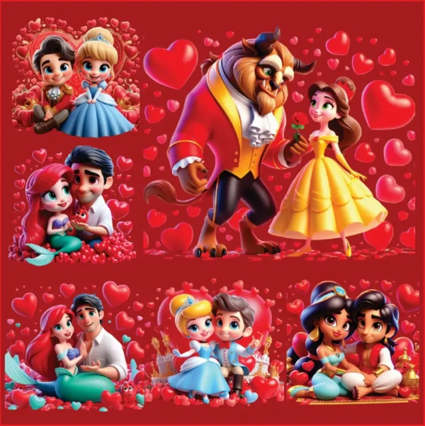 Pacote de Personagens Disney Love em PNG - Arte Digital