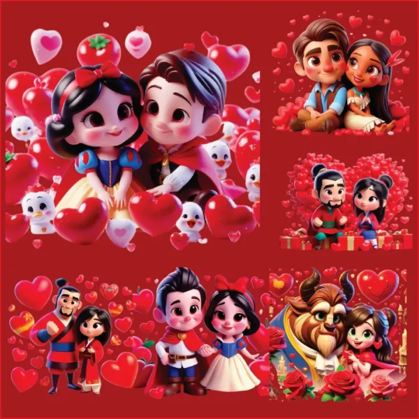 Pacote de Personagens Disney Love em PNG - Arte Digital