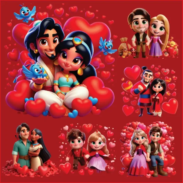 Pacote de Personagens Disney Love em PNG - Arte Digital