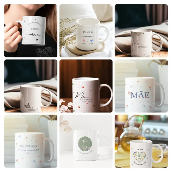 Pacote Digital para Personalizar Canecas no Dia das Mães