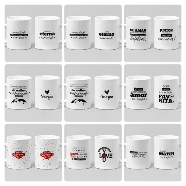 Pacote PDF com 32 Designs para Canecas de Namorados