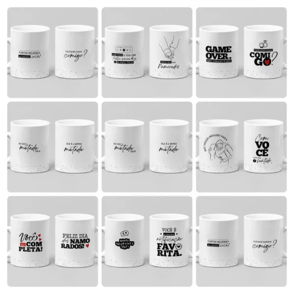 Pacote PDF com 32 Designs para Canecas de Namorados