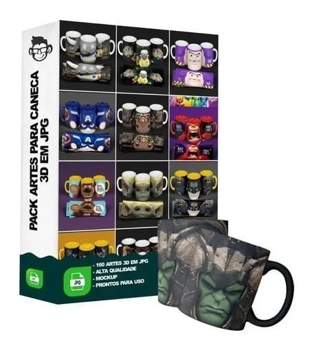 Pacote Premium De Artes 3d Para Canecas (arquivo Digital)