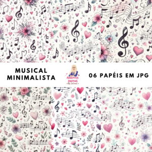 Papéis Digitais Musical Minimalista - Jpeg