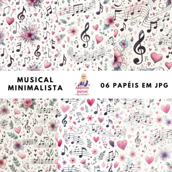 Papéis Digitais Musical Minimalista - Jpeg