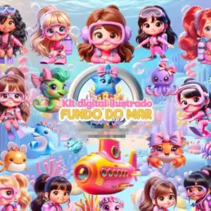 Papelaria Personalizada Kit Digital Mar Rosa