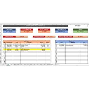 Planilha Excel Finanças Pessoais Controle Receitas Despesas