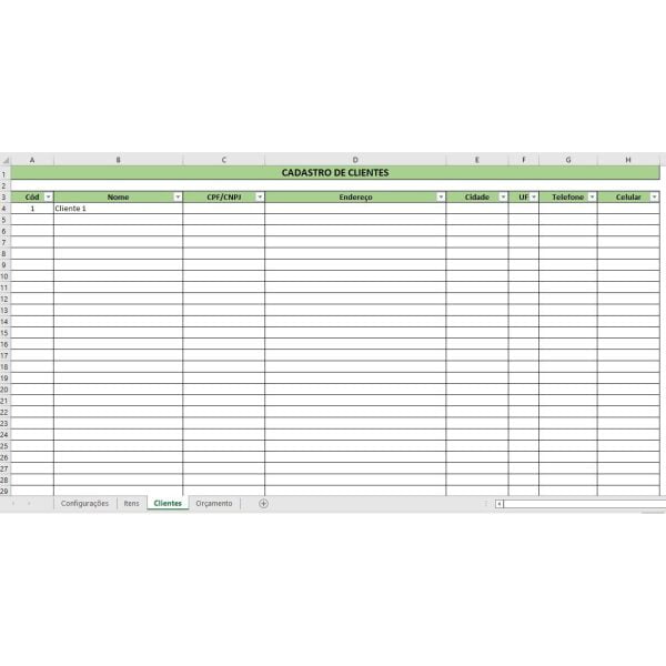 Planilha Excel Modelo Orçamento Produtos e Serviços Simples