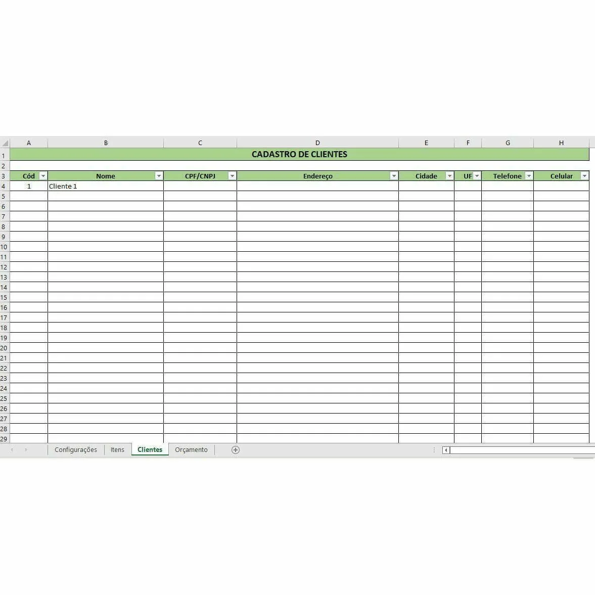 Planilha Excel Modelo Orçamento Produtos e Serviços Simples