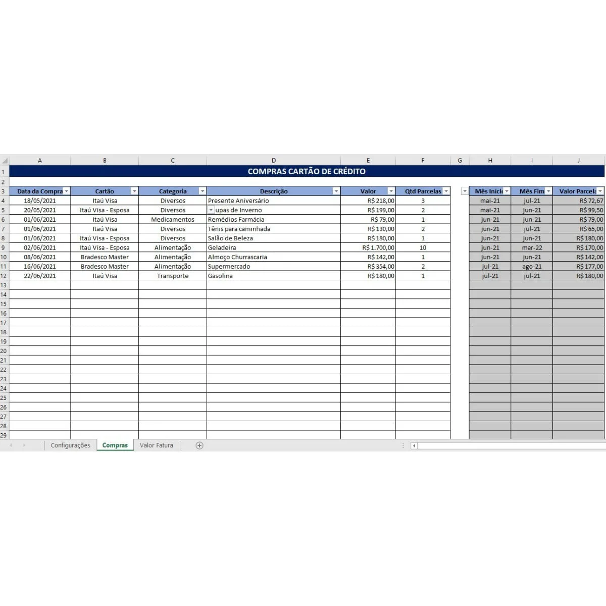 Planilha Gastos Cartão de Crédito - Controle Fácil e Simples 3 Planilha Gastos Cartão de Crédito - Controle Fácil e Simples