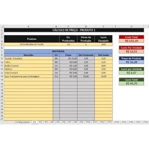 Planilha Precificação de Produtos Artesanais Personalizados