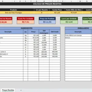 Planilha Precificação De Receitas - Automática
