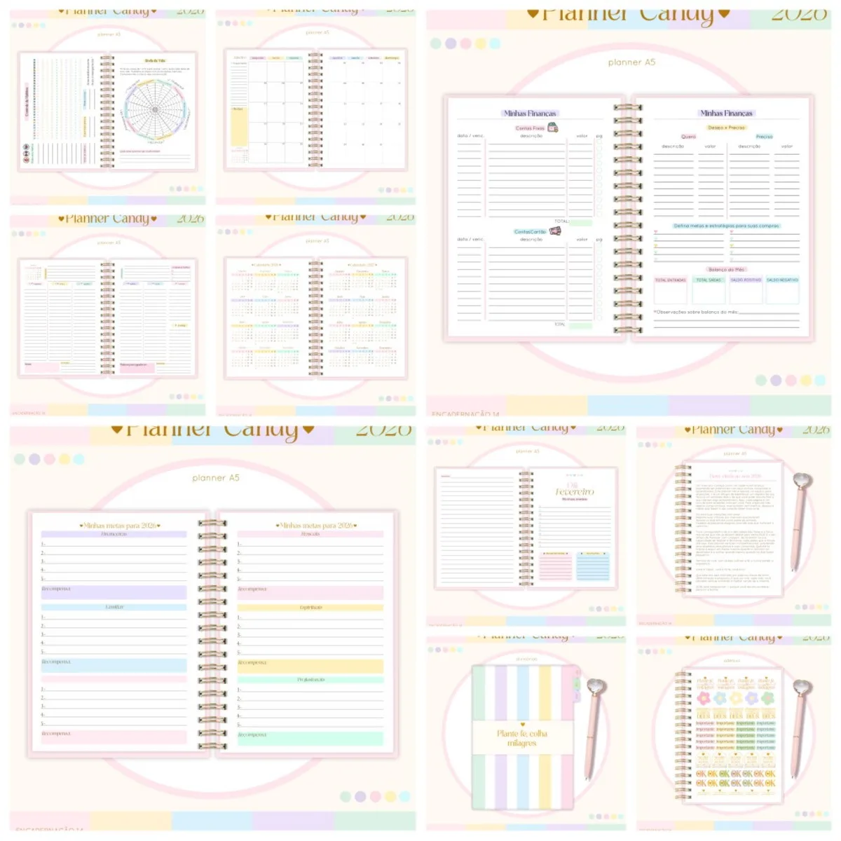 Planner Candy A5 2026 Kit Digital PDF e PNG 2 Planner Candy A5 2026 Kit Digital PDF e PNG - Imagem 2