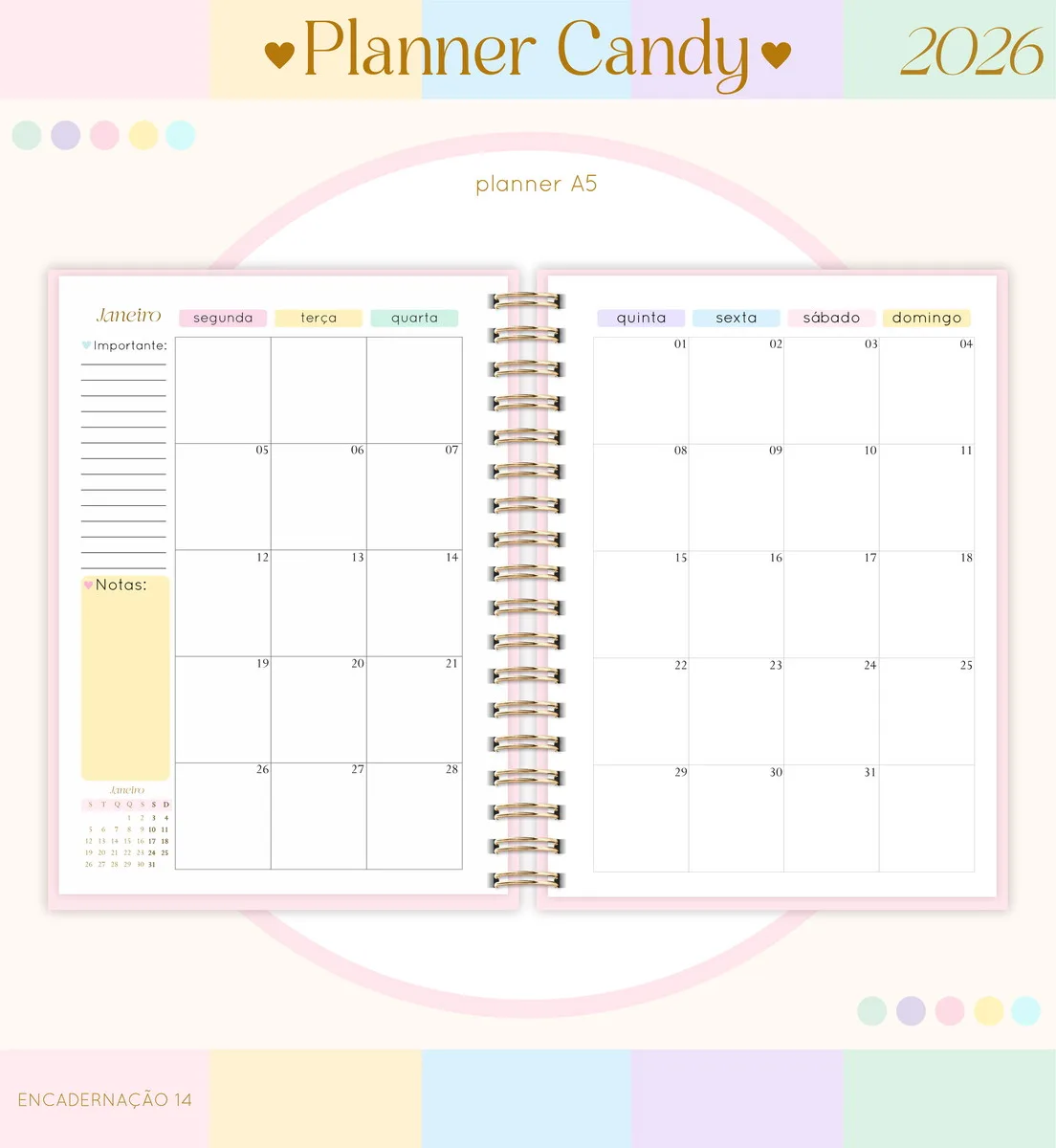 Planner Candy A5 2026 Kit Digital PDF e PNG 3 Planner Candy A5 2026 Kit Digital PDF e PNG - Imagem 3