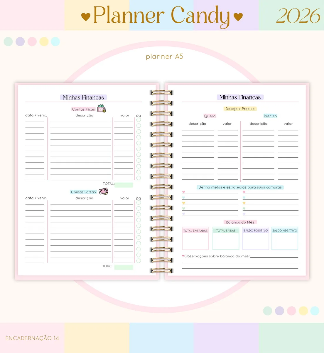 Planner Candy A5 2026 Kit Digital PDF e PNG 4 Planner Candy A5 2026 Kit Digital PDF e PNG - Imagem 4