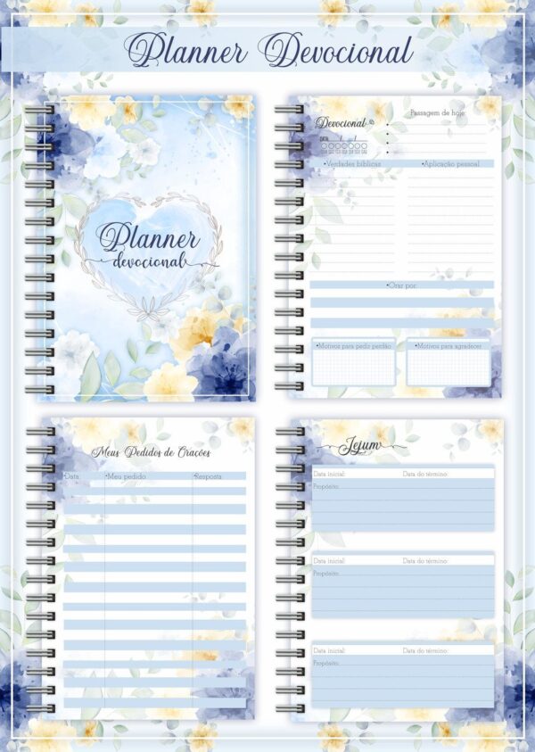 Planner Devocional Azul + Arte para Caneca - Arquivo Digital