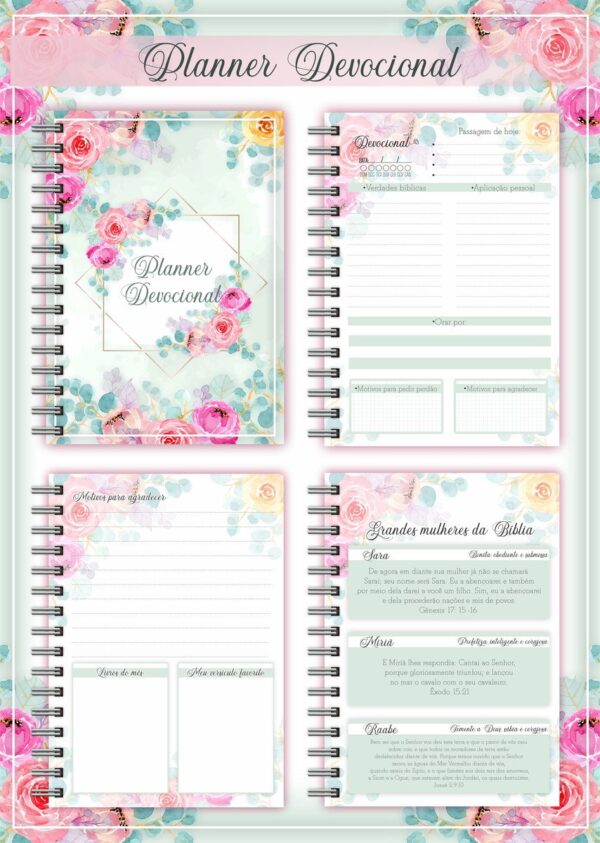 Planner Devocional Rosa + Arte para Caneca - Arquivo Digital